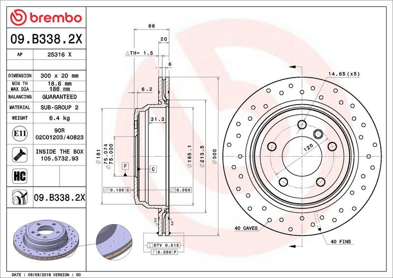 Brembo 09.B338.2X Brake Disc - 2