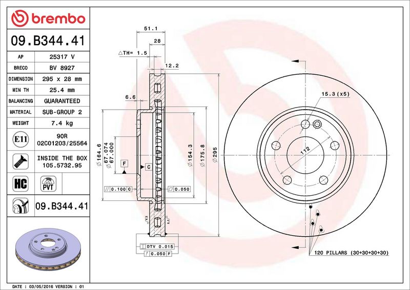 Brembo 09.B344.41 Brake Disc - 2