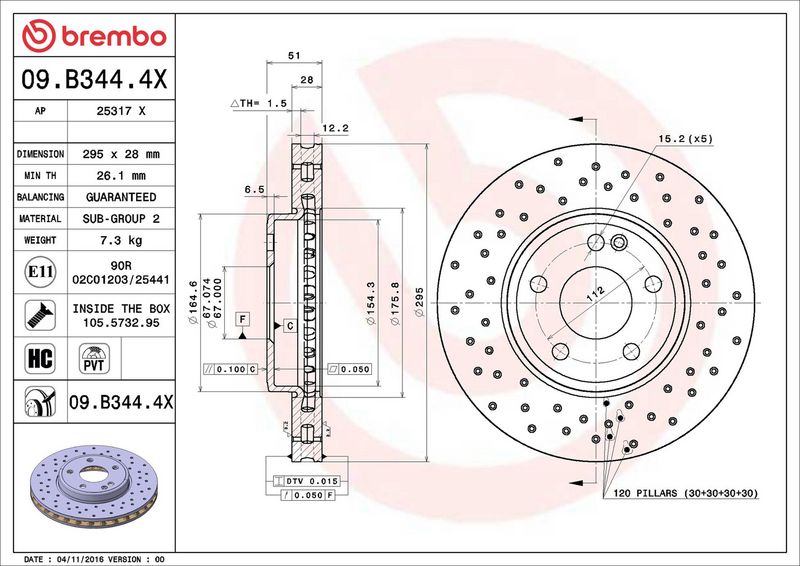 Brembo 09.B344.4X Brake Disc - 2