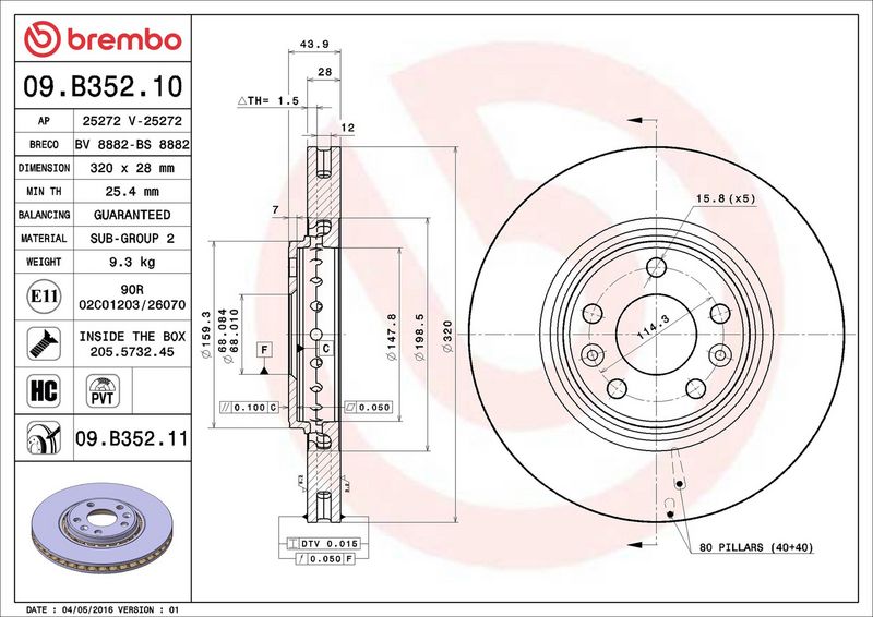 Brembo 09.B352.11 Brake Disc - 2
