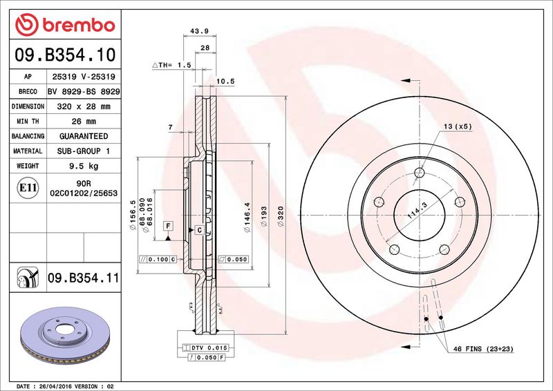 Brembo 09.B354.11 Brake Disc - 2