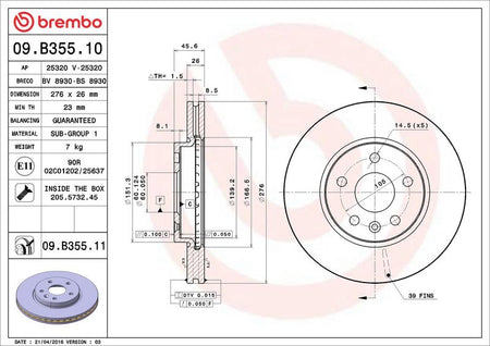 Brembo 09.B355.11 Brake Disc - 2