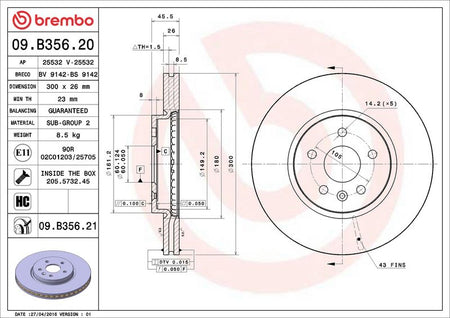 Brembo 09.B356.21 Brake Disc - 2