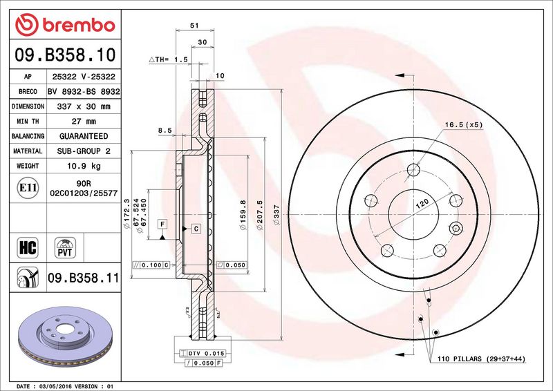 Brembo 09.B358.11 Brake Disc - 2