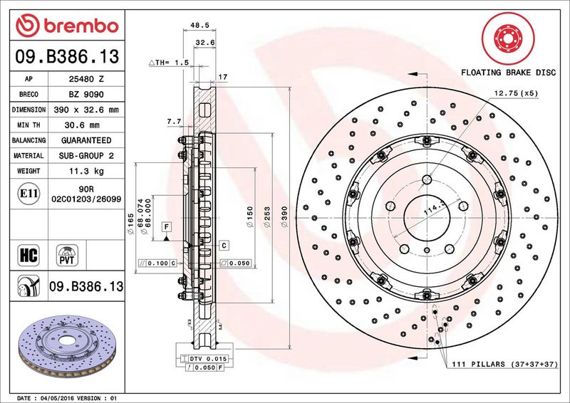 Brembo 09.B386.13 Brake Disc - 2