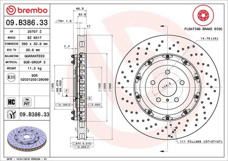 Brembo 09.B386.33 Brake Disc - 2