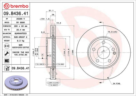 Brembo 09.B436.41 Brake Disc - 2