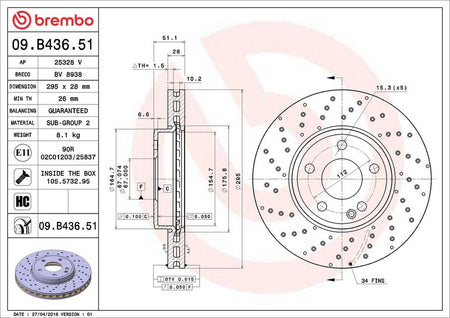 Brembo 09.B436.51 Brake Disc - 2
