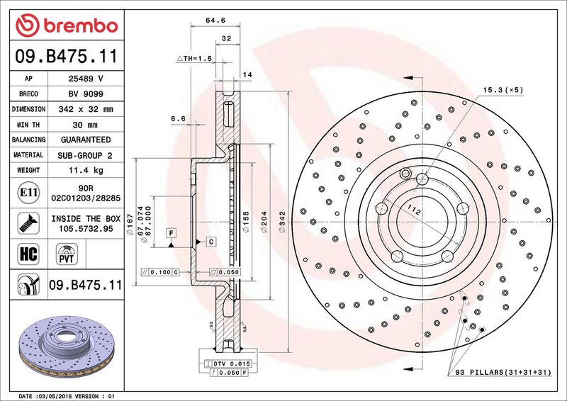 Brembo 09.B475.11 Brake Disc - 2