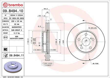 Brembo 09.B494.11 Brake Disc - 2