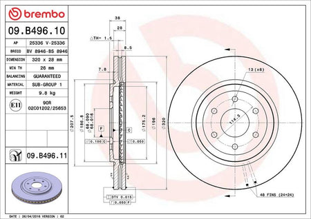 Brembo 09.B496.11 Brake Disc - 2