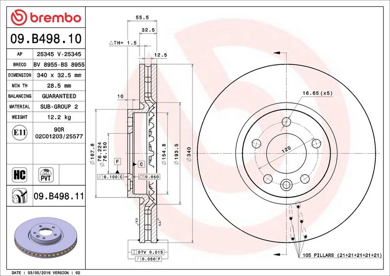 Brembo 09.B498.11 Brake Disc - 2