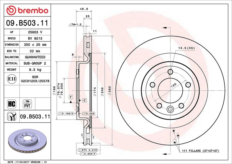 Brembo 09.B503.11 Brake Disc - 2