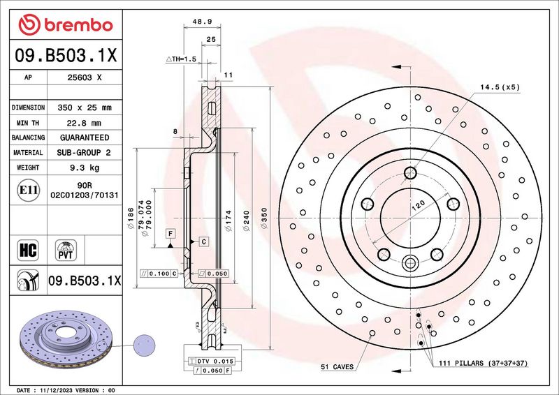 Brembo 09.B503.1X Brake Disc - 2