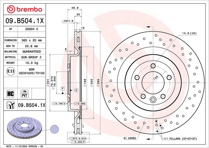 Brembo 09.B504.1X Brake Disc - 2