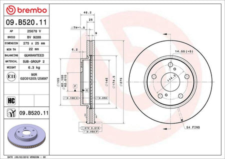 Brembo 09.B520.11 Brake Disc - 2