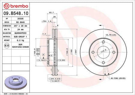 Brembo 09.B548.10 Brake Disc - 2
