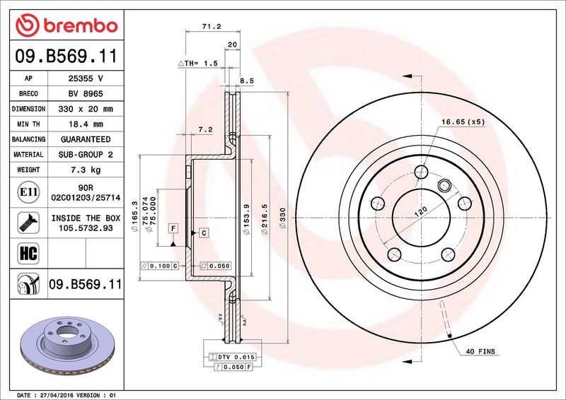 Brembo 09.B569.11 Brake Disc - 2