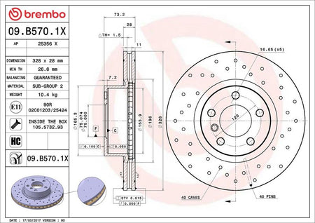 Brembo 09.B570.1X Brake Disc - 2