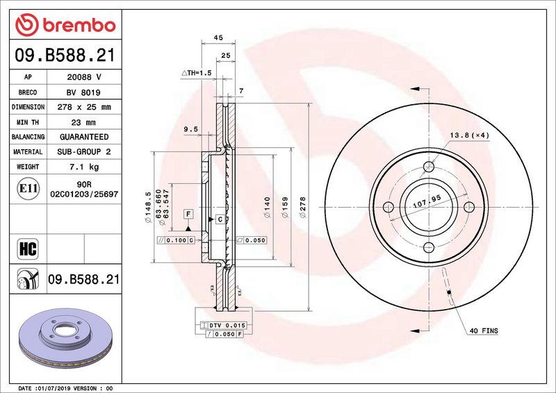 Brembo 09.B588.21 Brake Disc - 2