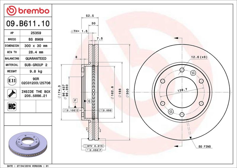 Brembo 09.B611.10 Brake Disc - 2