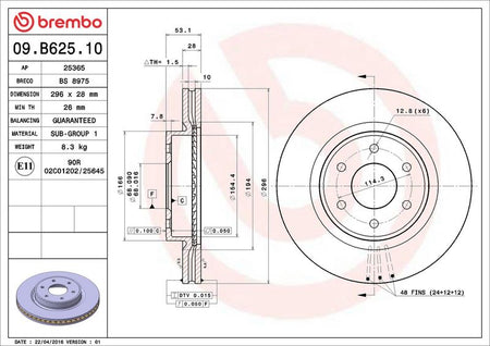 Brembo 09.B625.10 Brake Disc - 2