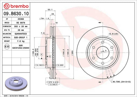 Brembo 09.B630.10 Brake Disc - 2
