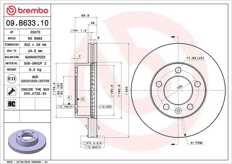 Brembo 09.B633.10 Brake Disc - 2