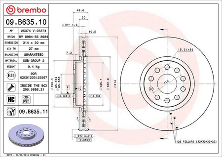 Brembo 09.B635.11 Brake Disc - 2