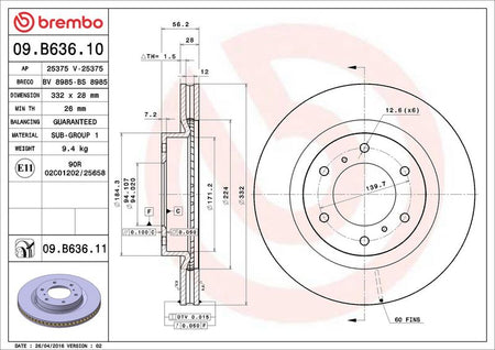 Brembo 09.B636.11 Brake Disc - 2