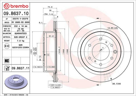 Brembo 09.B637.11 Brake Disc - 2