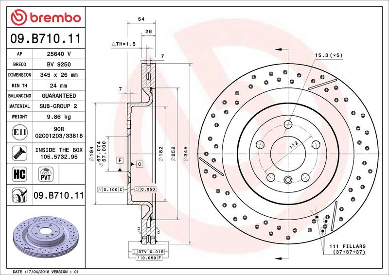 Brembo 09.B710.11 Brake Disc - 2