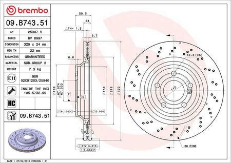 Brembo 09.B743.51 Brake Disc - 2