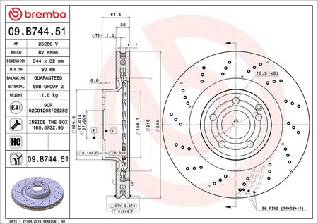 Brembo 09.B744.51 Brake Disc - 2