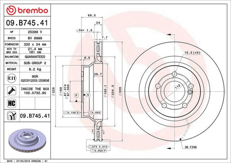 Brembo 09.B745.41 Brake Disc - 2