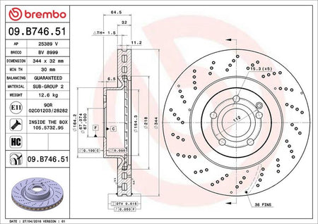 Brembo 09.B746.51 Brake Disc - 2