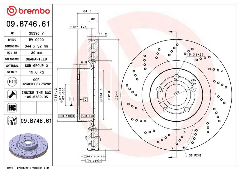 Brembo 09.B746.61 Brake Disc - 2