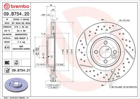 Brembo 09.B754.21 Brake Disc - 2