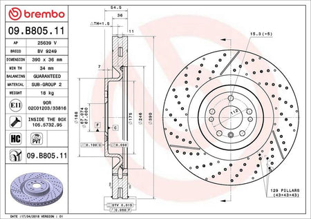 Brembo 09.B805.11 Brake Disc - 2