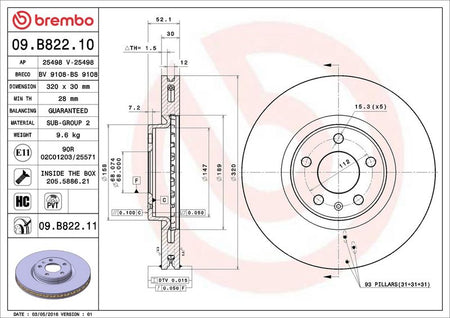 Brembo 09.B822.11 Brake Disc - 2
