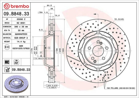 Brembo 09.B848.33 Brake Disc - 2