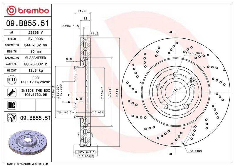 Brembo 09.B855.51 Brake Disc - 2