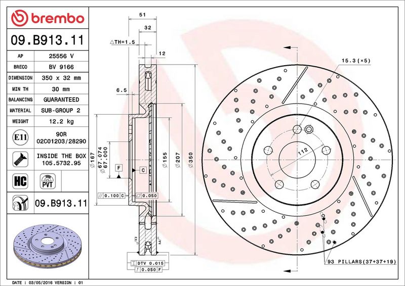 Brembo 09.B913.11 Brake Disc - 2