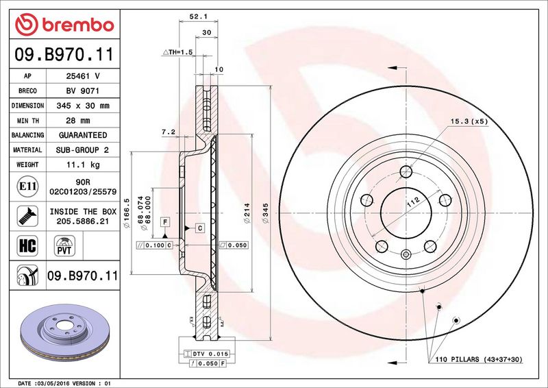 Brembo 09.B970.11 Brake Disc - 2
