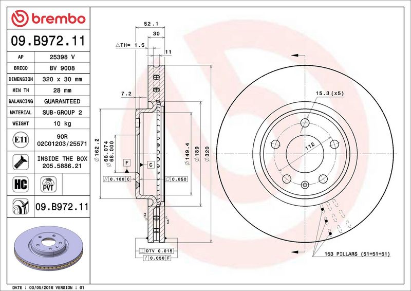 Brembo 09.B972.11 Brake Disc - 2