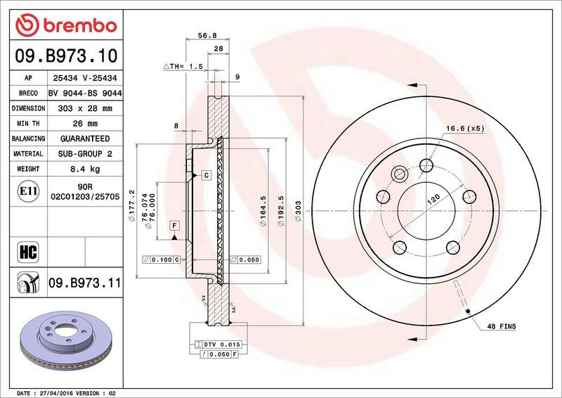 Brembo 09.B973.11 Brake Disc - 2