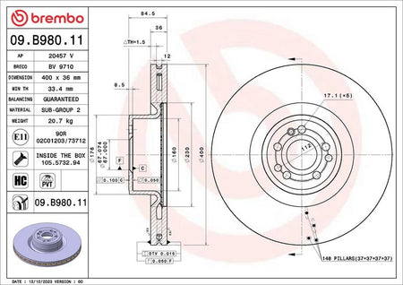 Brembo 09.B980.11 Brake Disc - 2