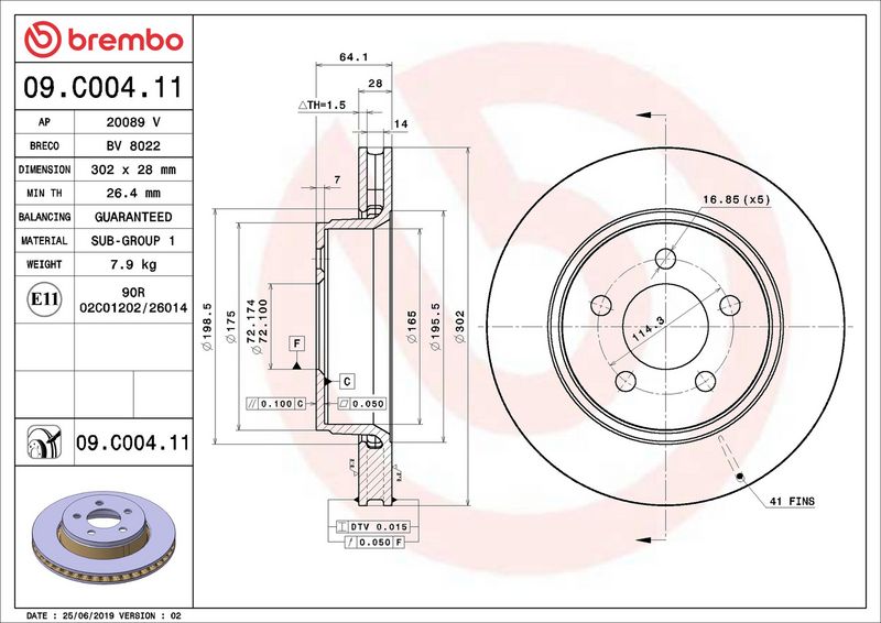 Brembo 09.C004.11 Brake Disc - 2