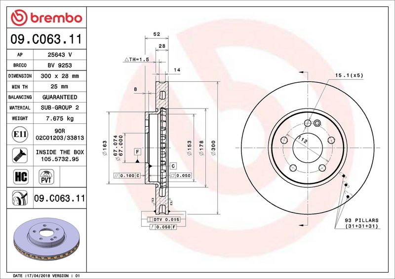 Brembo 09.C063.11 Brake Disc - 2