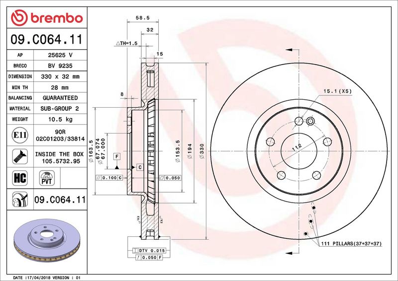 Brembo 09.C064.11 Brake Disc - 2